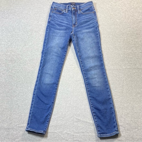 J.Crew Jeans Women's 24 Blue 9" Hi Rise Skinny Straight Leg Stretch Casual Denim - Picture 1 of 15